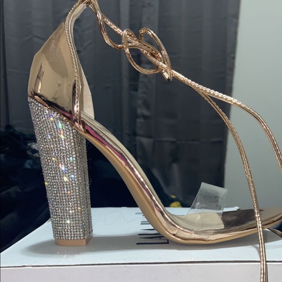 Shoes | Rose Gold Diamond Heel Heels 